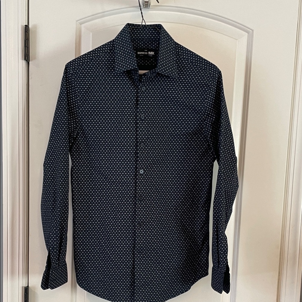 Men’s Express - Dark Blue Geometric Shirt - Like New